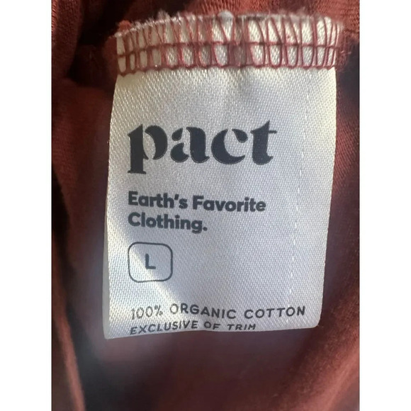 Pact Men's Striped Shirt Brick Red Soft Organic Cotton Size Large V Neck - Picture 4 of 4